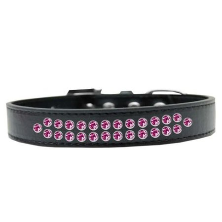 UNCONDITIONAL LOVE Two Row Bright Pink Crystal Dog CollarBlack Size 14 UN756523